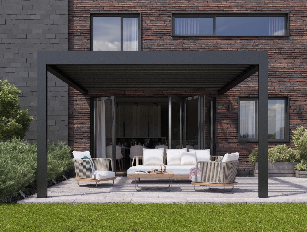 AirCube² Pergola Lamellendach Wandmontage