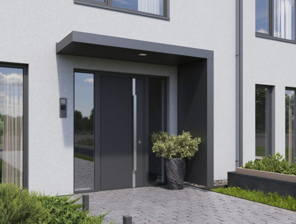 Alu Vordach 250 cm mit Seitenteil rechts