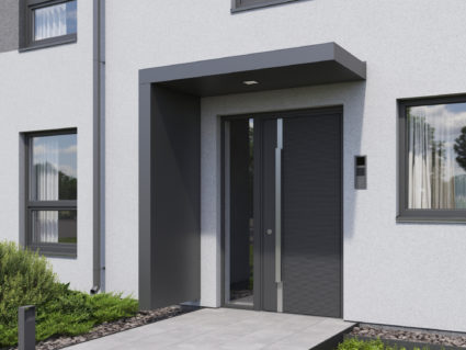 Alu Vordach 160 cm mit Seitenteil links