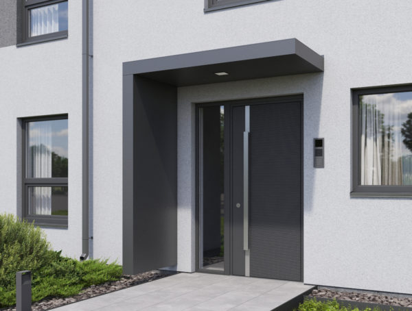 Alu Vordach 160 cm mit Seitenteil links